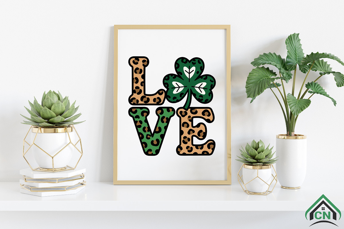 Irish Shamrock Love Typography PNG, an Illustration by Craft Nest (Photo 3 of 4)