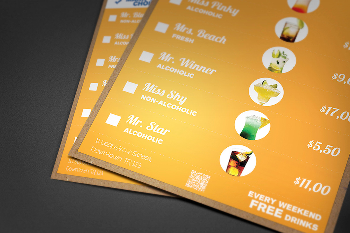 A5 chek menu template, a Brochure Template by Tzochko