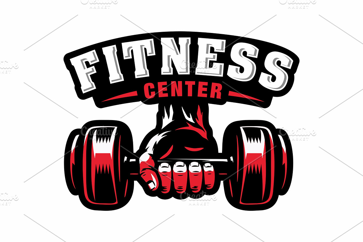 Fitness gym logo design, barbell, a Branding & Logo Template by swarnstudio (Photo 3 of 3)