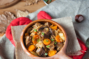 Beef stew with vegetables featuring stew, beef, and meat