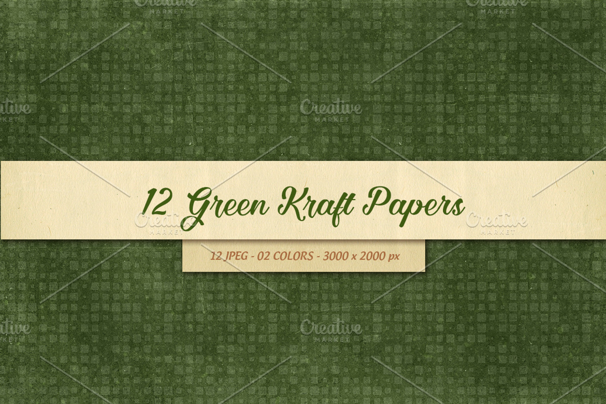 12 Green Christmas Kraft Papers, a Texture Graphic by Orange Fox (Photo 3 of 3)