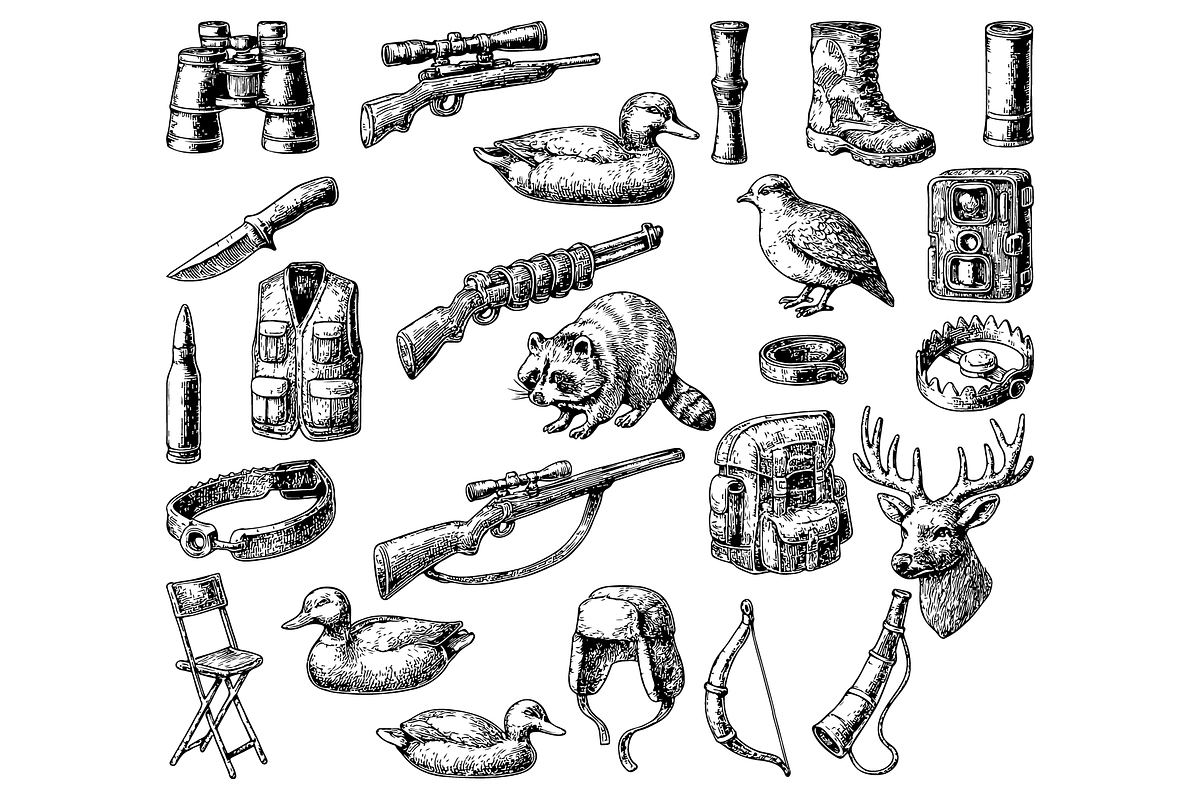 Hunting Gear Vintage Set, an Object Graphic by RT Studio (Photo 3 of 4)
