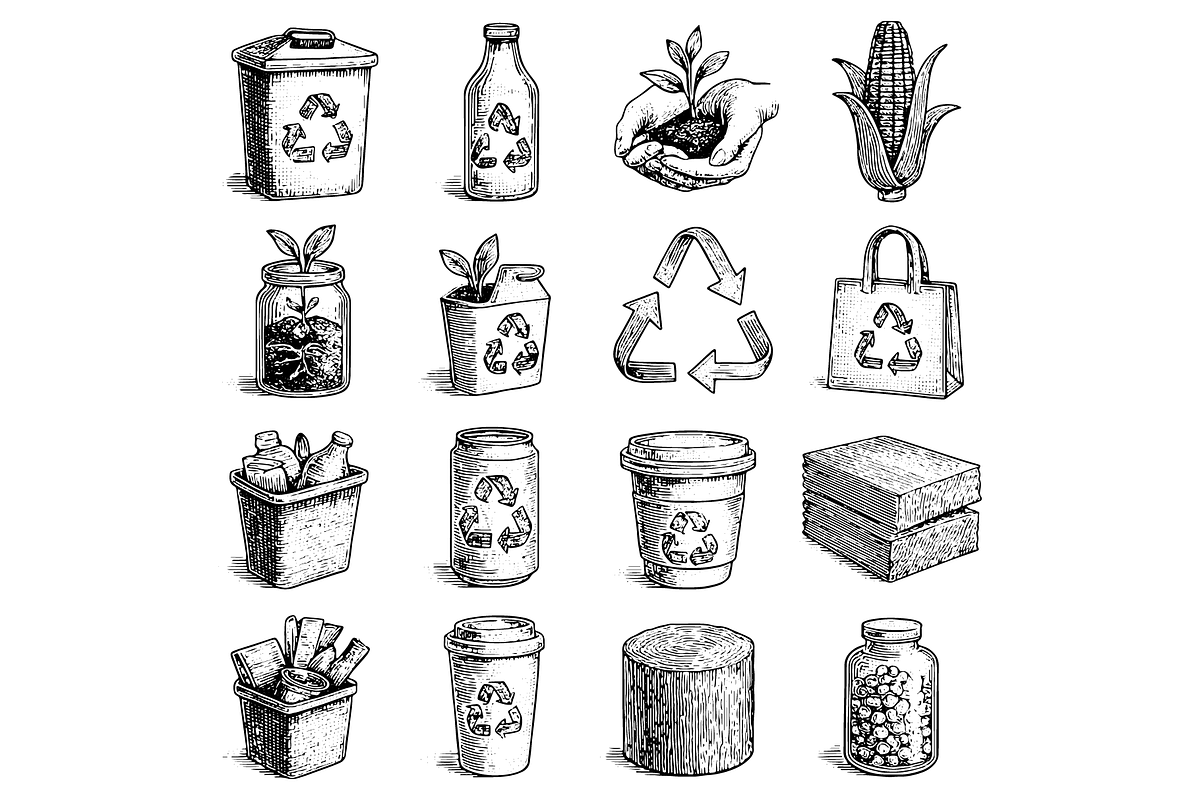 Eco Recycling Collection Set, an Object Graphic by RT Studio (Photo 2 of 4)