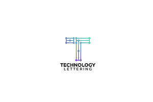 Letter T Tech Logo Design Template T