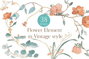 Flower elements in Vintage style
