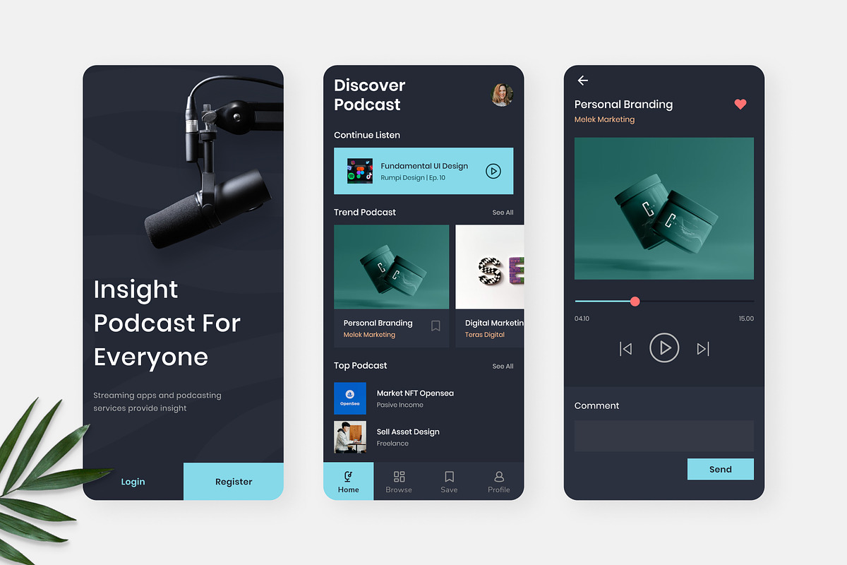 Eshitish - Podcast App Design, an UI Kit Template by Panen Creative (Photo 2 of 3)