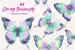 Spring Butterfly Clipart, an Illustration by CreationArt