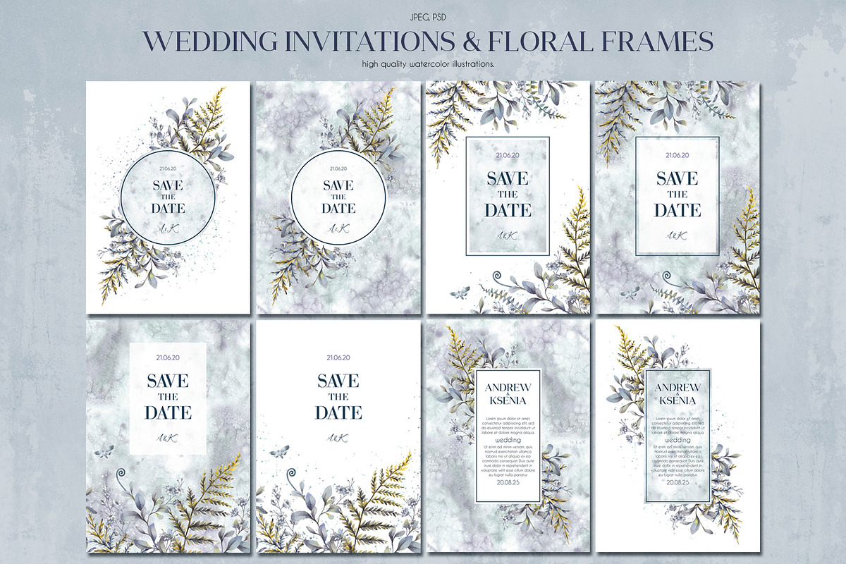 Floral wedding cards set, an Invitation Template by Anastasia Koba (Photo 5 of 8)