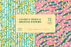 Colorful Tropical Digital Papers