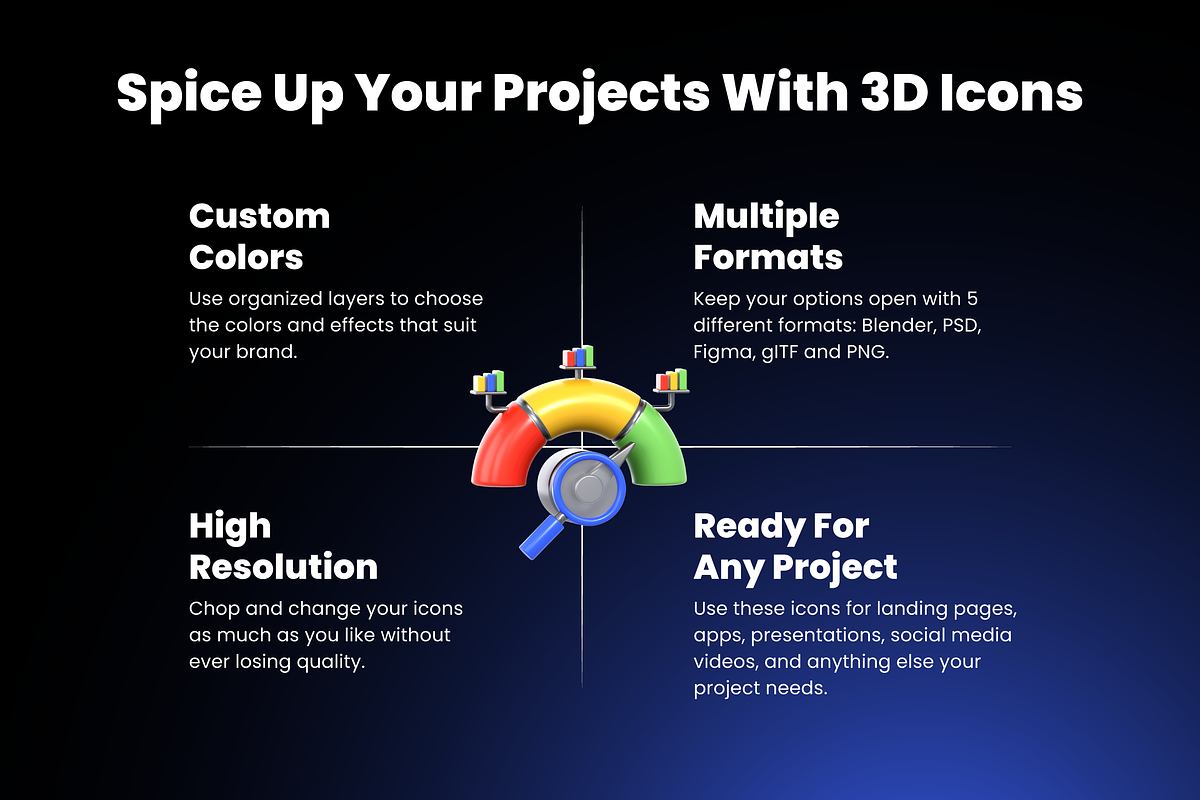 3D Business Performance Icon Set, a Characters & Person 3D Model by Flat Icons (Photo 2 of 8)