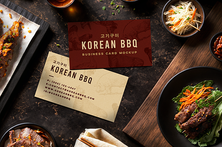 Korean Restaurant Card Mockup