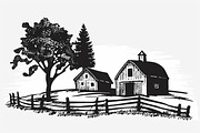 Farmhouse scene silhouette vector, an Icon by Amazin_art (Thumbnail 3 of 13)