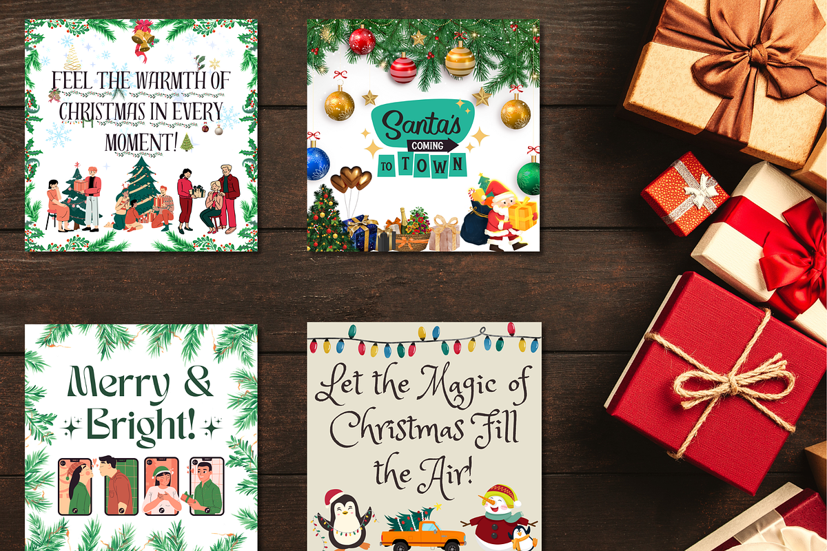 Cute & Charming Christmas Cards Set, a Card Template by WynterLife Studio (Photo 2 of 4)
