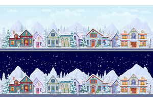 Christmas winter town or village