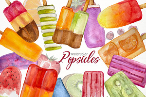 Watercolor POPSICLES Clip Art