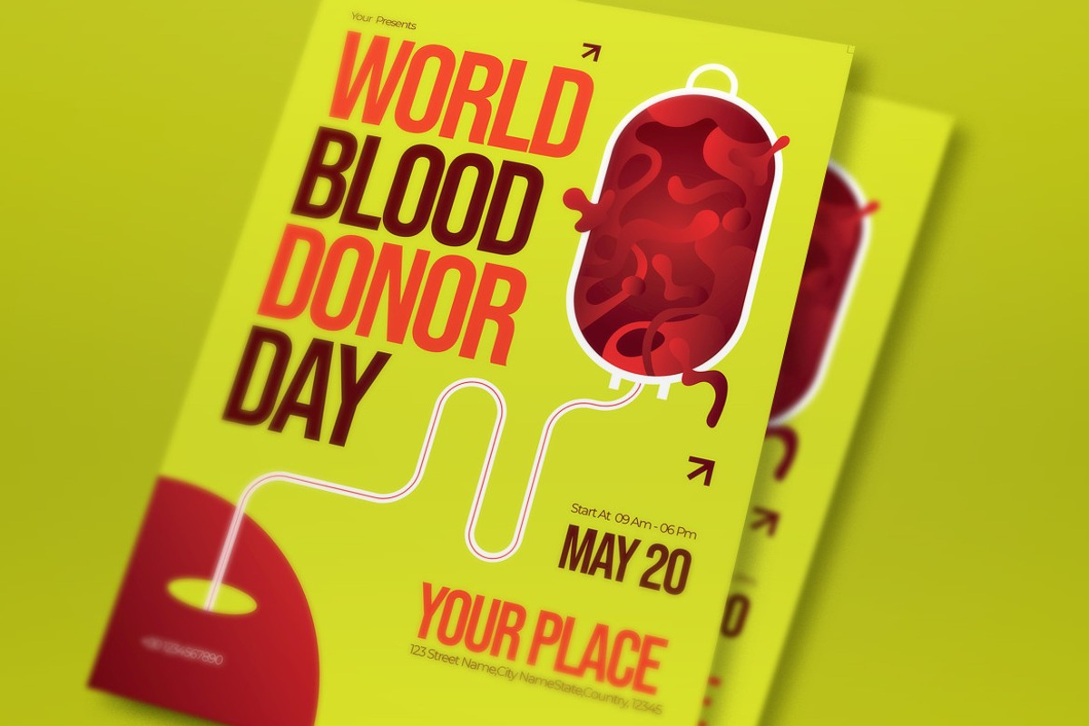 Yellow Blood Donor Day Flyer Set, a Flyer Template by graphicook (Photo 2 of 3)