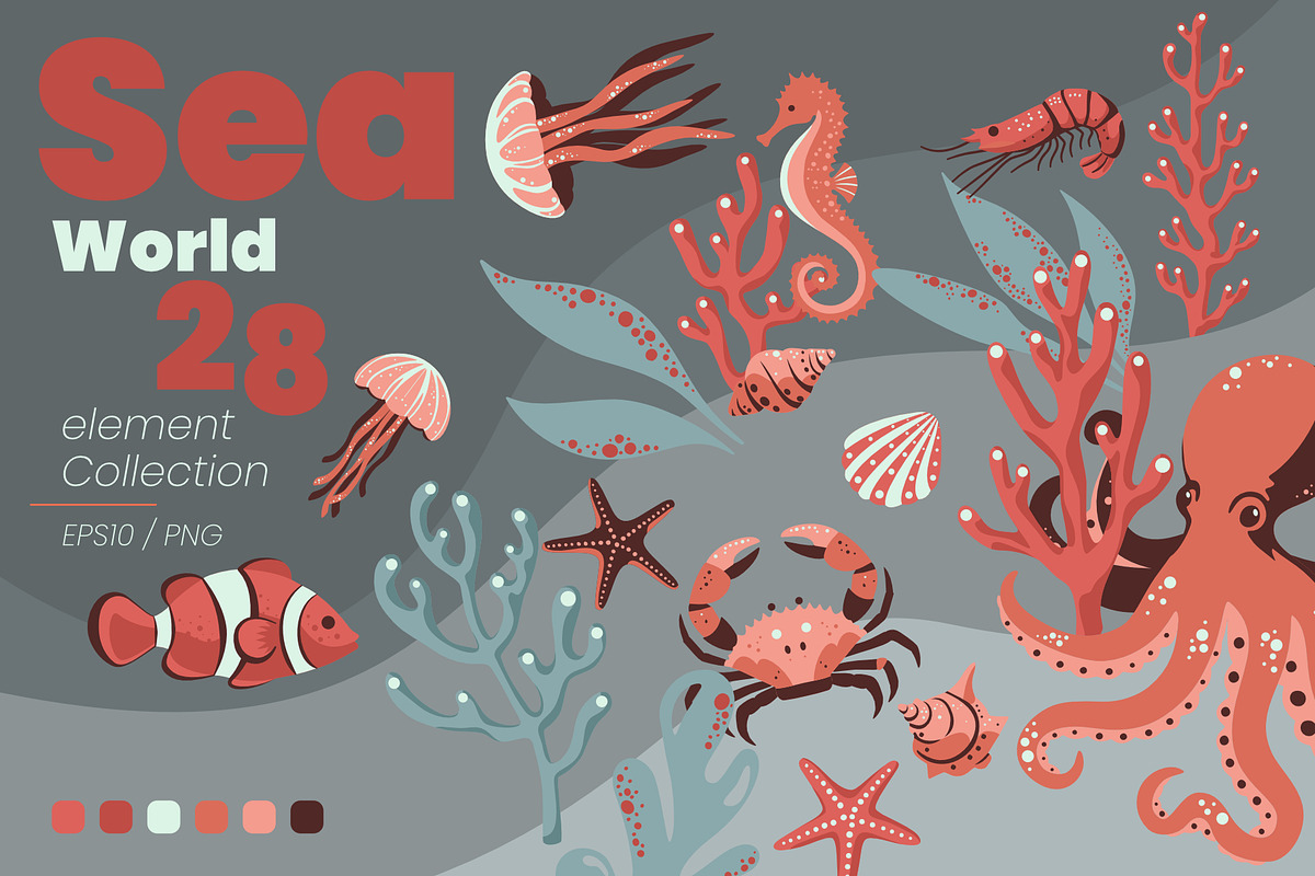 Sea World – Vector Graphic Elements, an Object Graphic by moja doodle (Photo 1 of 3)