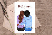 Besties Clipart, Best Friends Art, a Person Illustration by ArtedeCatrin (Thumbnail 7 of 10)