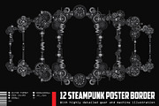 12 Premium Steampunk Poster Borders, a Background Graphic by the-sastra (Thumbnail 1 of 7)