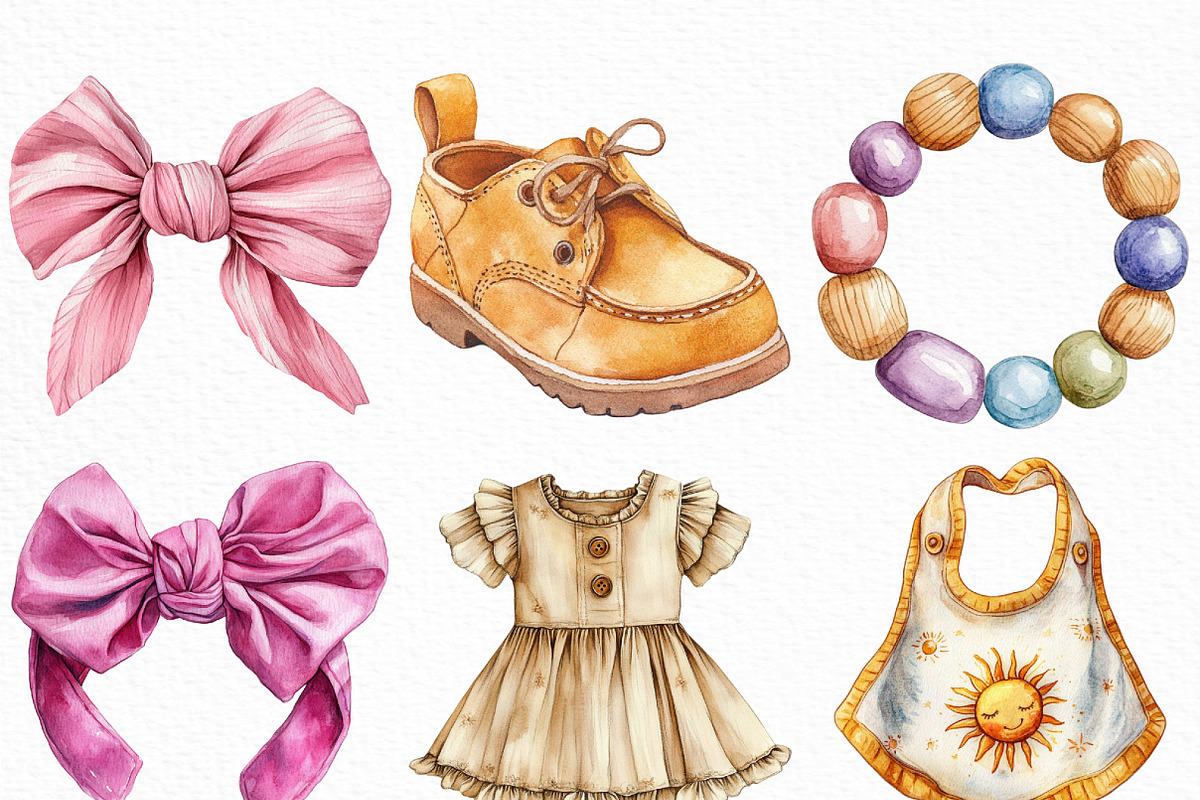 Boho Baby Watercolor Clipart, an Illustration by Craft Nest (Photo 3 of 6)