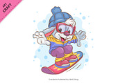 Cartoon Bunny Snowboarder. Clipart, an Animal Illustration by KENO Mascots (Thumbnail 2 of 3)