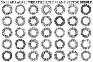 Leaf Laurel Wreath Frame Bundle, an Illustration by Gaye Art