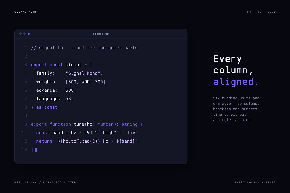 Signal Mono - Futuristic Monospace, a Serif Font by HipFonts (Photo 9 of 14)