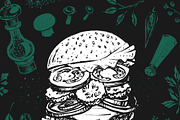 Burger menu. Hand-drawn. Chalk style, a Decorative Illustration by Margo Miller (Thumbnail 15 of 15)