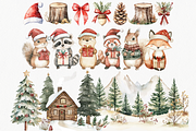 Woodland Christmas Clipart, a Seasonal Illustration by ClipArtCharm (Thumbnail 3 of 5)