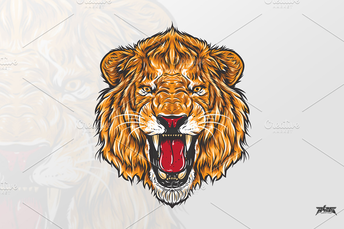 Fierce Lion Head Vector, an Animal Illustration by R4DS