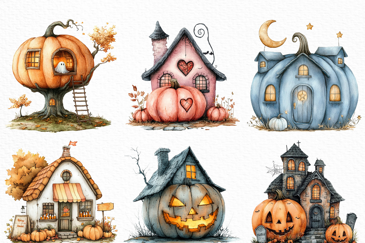 Halloween Pumpkin House Clipart, an Illustration by Craft Nest (Photo 4 of 6)