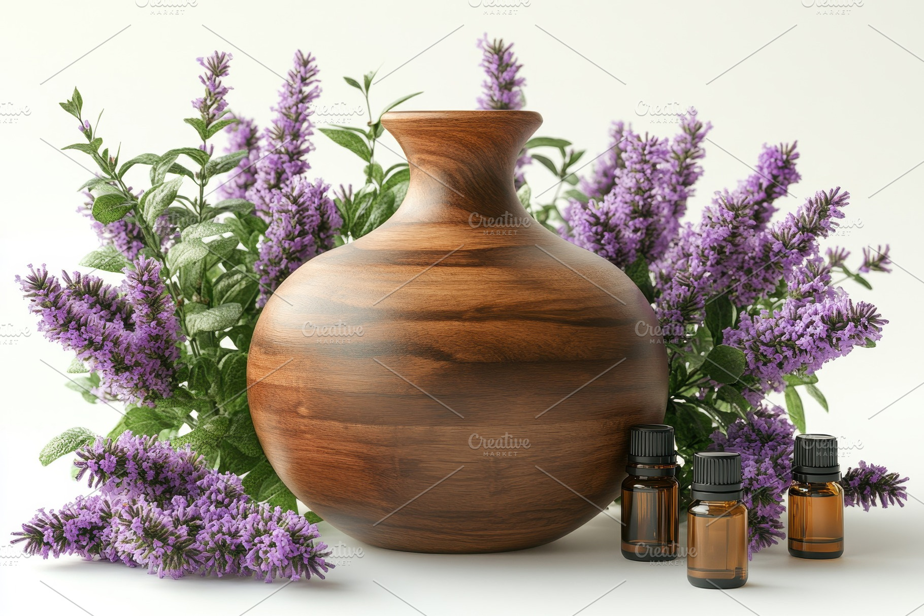 Decorative wooden vase surrounded by, a Photo by Tanuart