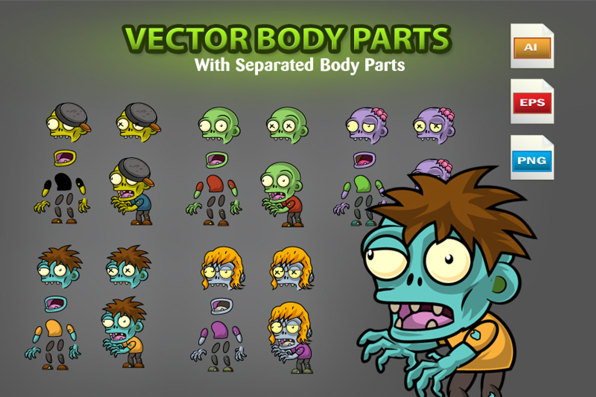 Zombies 2D Game Character Sprites 09, an Illustration by CreativeGameArt (Photo 2 of 4)