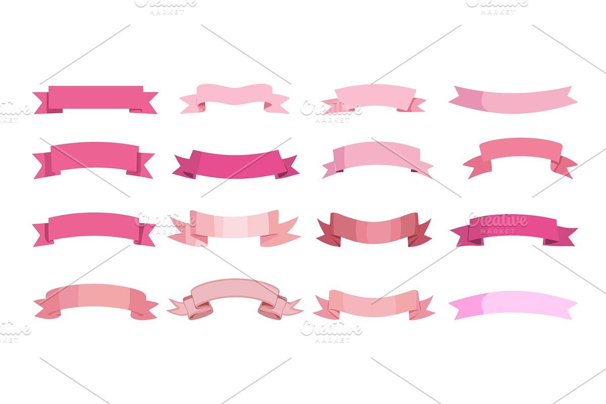 Ribbon banner flat vector set, an Object Illustration by Onyx