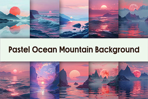 Pastel Ocean Mountain Background