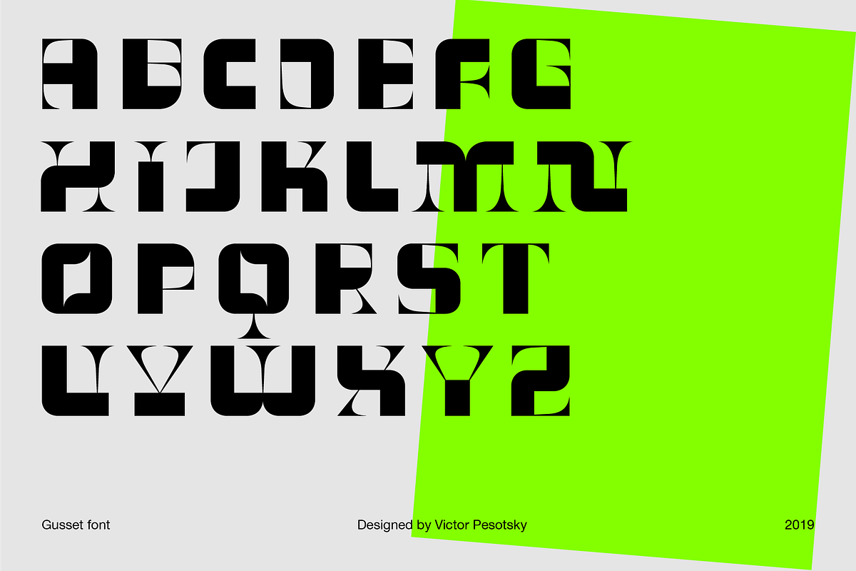 GUSSET Display modular font, a Font by Viktor Pesotsky | Fonts (Photo 3 of 16)