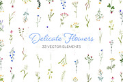 Field and meadow wild flowers set, a Decorative Illustration by Good Studio (Thumbnail 1 of 4)