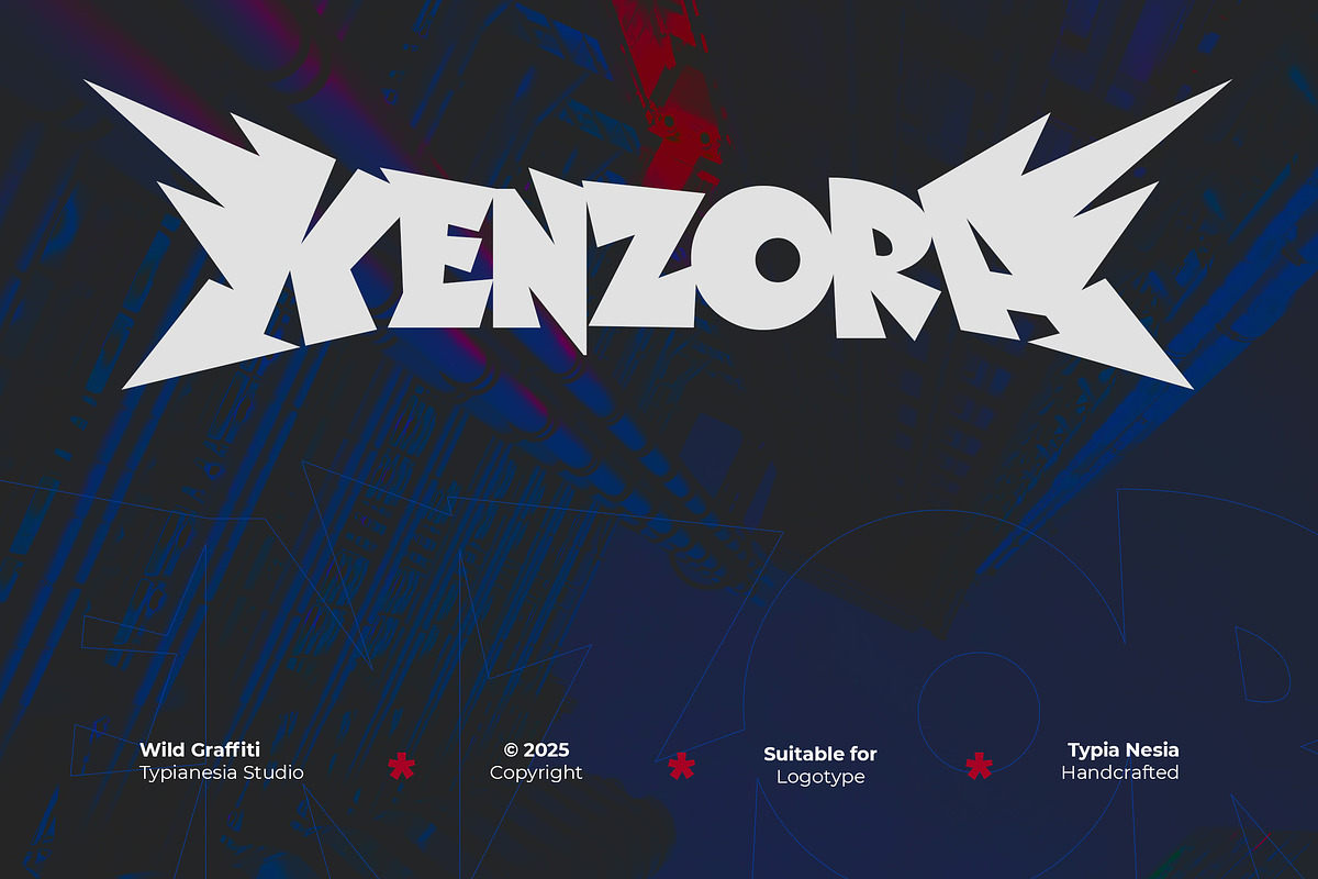 Kenzora – Superhero Game Logo Font, a Sans Serif Font by Typia Nesia (Photo 1 of 11)