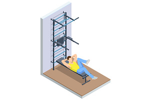 Crunches. Isometric vector, a Sport Illustration by Golden Sikorka