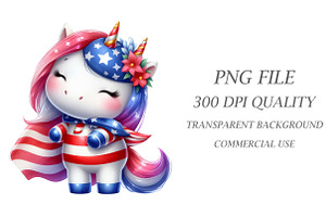 Patriotic Cute Unicorn Clipart