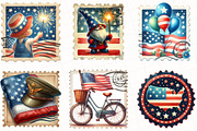 4th Of July Postage Stamp Clipart, an Illustration by OK Design (Thumbnail 2 of 5)
