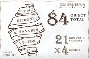 Old ribbon & banner set 01, an Object Graphic by Tatianakost49