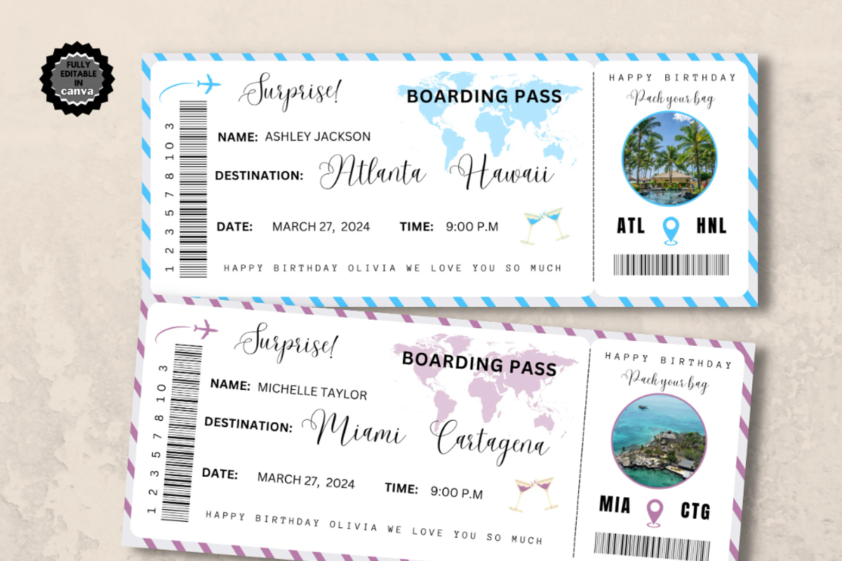Editable Boarding Pass Template, a Card Template by YasdeyDesigns (Photo 2 of 6)