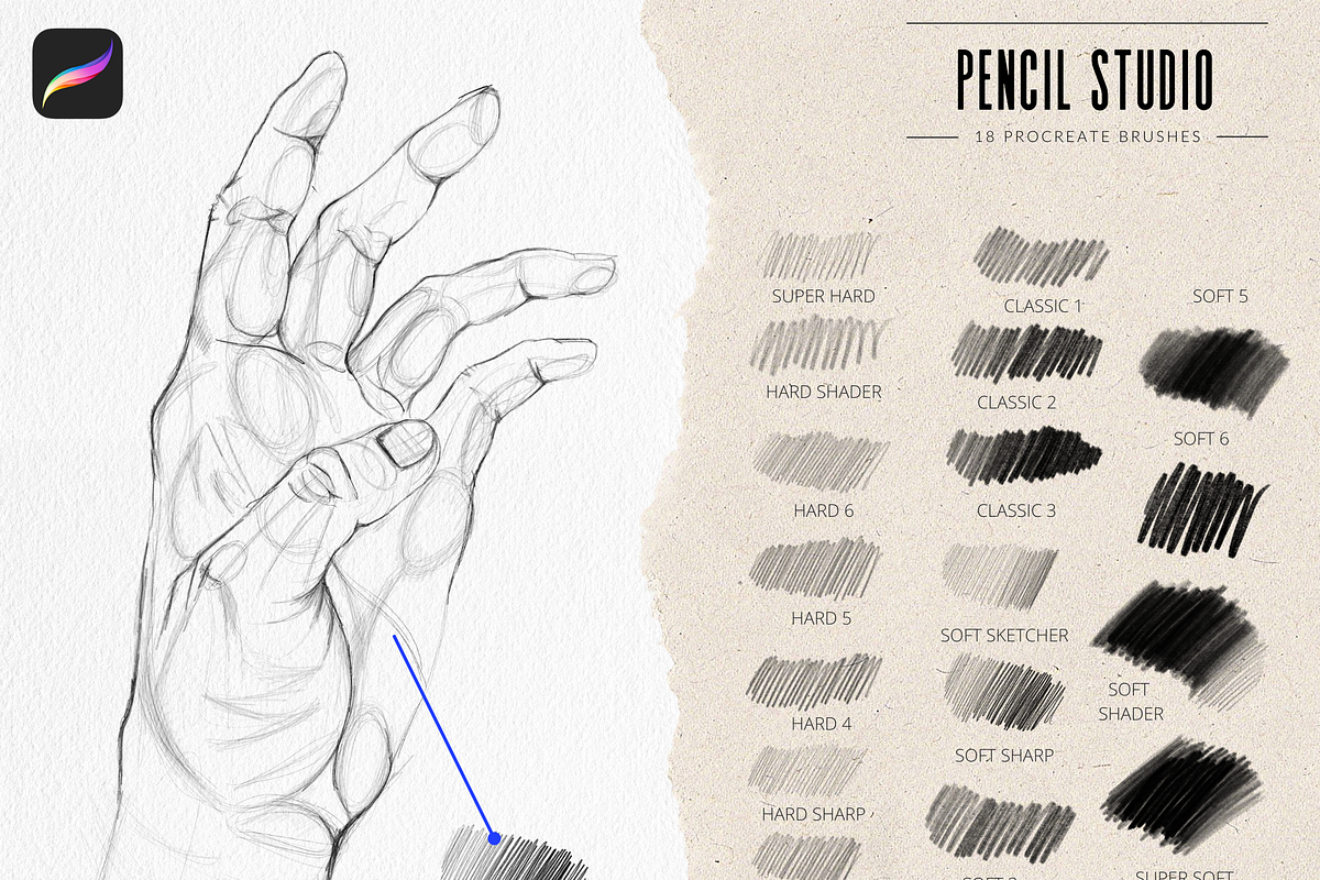 Pencil Studio - Procreate Brushes, a Brush Add-On by AMStudio. (Photo 3 of 6)