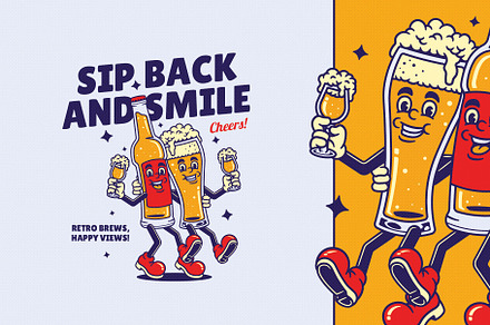 Retro Beer Cartoon Character, an Illustration by Decoconio Design