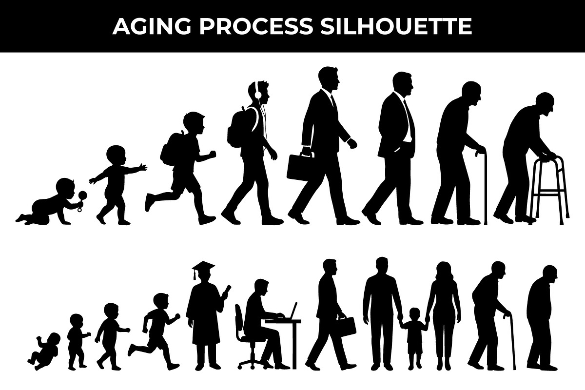 Aging Process Silhouette Vector, a Person Illustration by nandinigraphics (Photo 1 of 3)