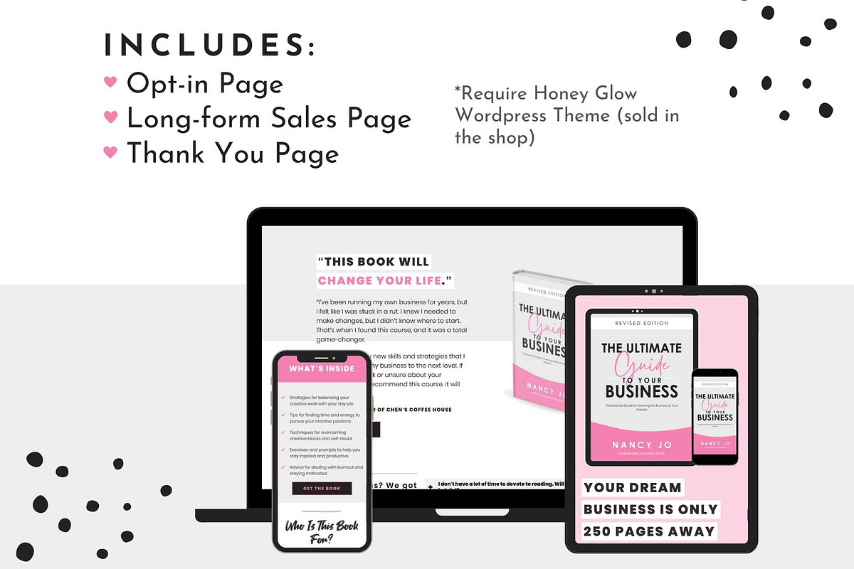 Pink Ebook Sales Templates Wordpress, a WordPress Template by ltsdesigns (Photo 2 of 7)