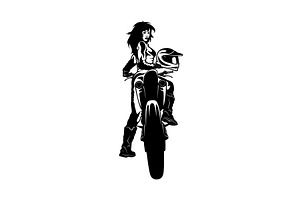Girl and Sport Motorcycle -, a Transportation Illustration by Digital-Clipart