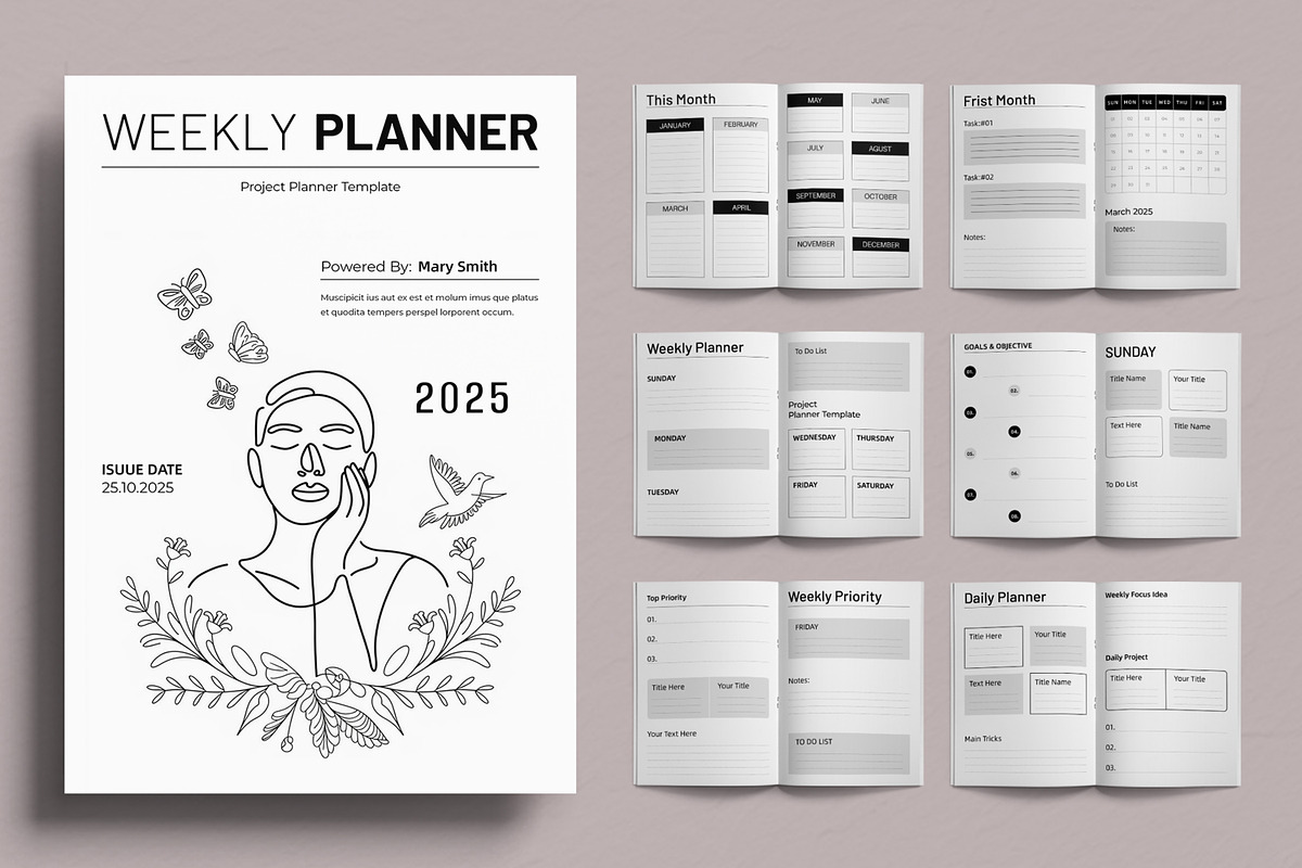 Weekly Planner Template Layout, a Stationery Template by ContestDesign (Photo 1 of 3)
