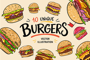 Burger Doodles & Fast Food Clipart